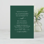 Emerald Green Wedding Modern Typografy Einladung (Stehend Vorderseite)