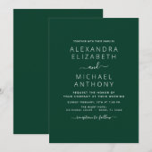 Emerald Green Wedding Modern Typografy Einladung (Vorne/Hinten)