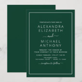 Emerald Green Wedding Modern Typografy Einladung (Vorne/Hinten)