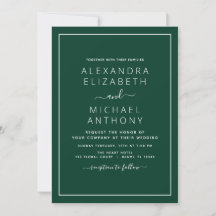 Emerald Green Wedding Modern Typografy Einladung