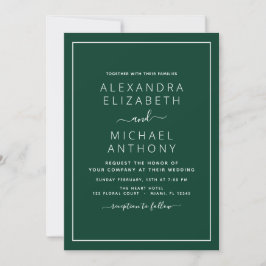 Emerald Green Wedding Modern Typografy Einladung
