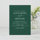 Emerald Green Wedding Modern Typografy Einladung (Stehend Vorderseite)