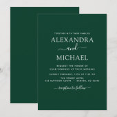 Emerald Green Wedding Modern Typografy Einladung (Vorne/Hinten)