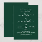 Emerald Green Wedding Modern Typografy Einladung (Vorne/Hinten)