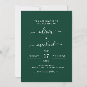 Emerald Green Wedding Modern Typografy Einladung