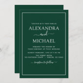 Emerald Green Wedding Modern Typografy Einladung (Vorne/Hinten)