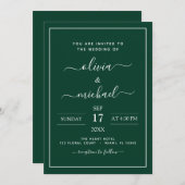 Emerald Green Wedding Modern Typografy Einladung (Vorne/Hinten)
