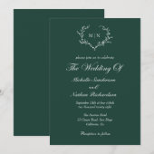 Emerald Green Wedding Monogram Einladung (Vorne/Hinten)
