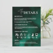 Emerald Green Wedding Order of Events Einladung (Stehend Vorderseite)