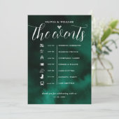 Emerald Green Wedding Order of Events Einladung (Stehend Vorderseite)