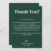 Emerald green Wedding Place Einstellung Vielen Dan Ankündigung (Vorne/Hinten)