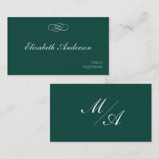 Emerald Green Wedding Platzkarten (Vorne/Hinten)