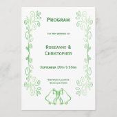 Emerald Green Wedding Program Bells Scrollwork Programm (Vorderseite)