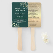 Emerald Green Wedding Program Hand Fan Fächer (Vorne und Hinten)