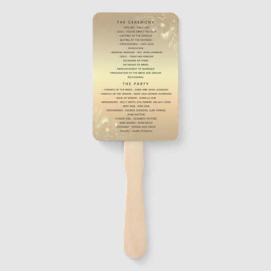 Emerald Green Wedding Program Hand Fan Fächer (Rückseite)