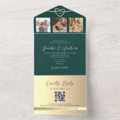 Emerald Green Wedding QR Code All In One Einladung (Innen Boden)