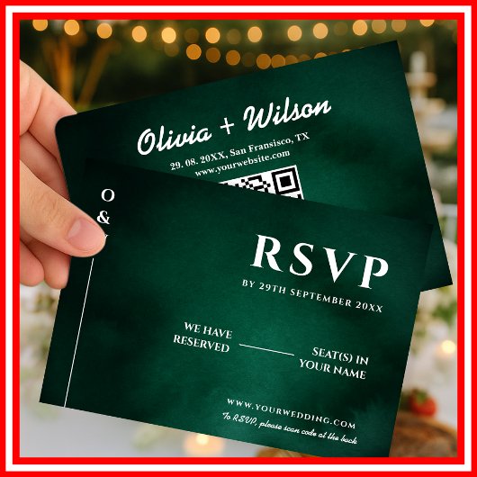 Emerald Green Wedding QR Code UAWG RSVP Karte