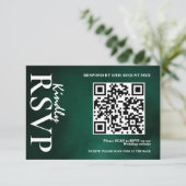 Emerald Green Wedding QR Code UAWG RSVP Karte (Stehend Vorderseite)