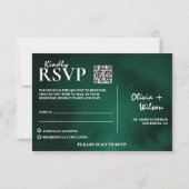 Emerald Green Wedding QR Code UAWG RSVP Karte (Rückseite)