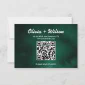 Emerald Green Wedding QR Code UAWG RSVP Karte (Rückseite)