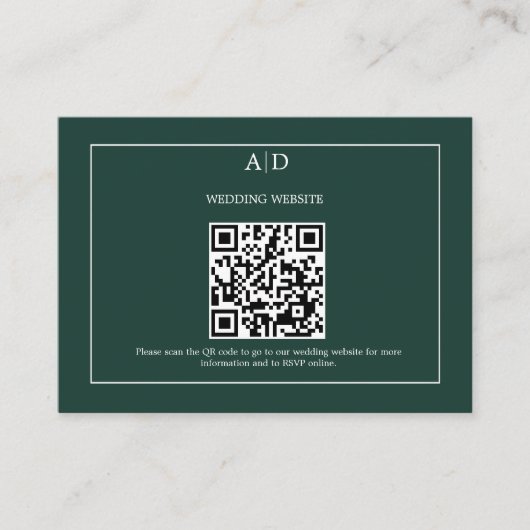 Emerald Green Wedding Qr Code Wedding Begleitkarte (Vorderseite)
