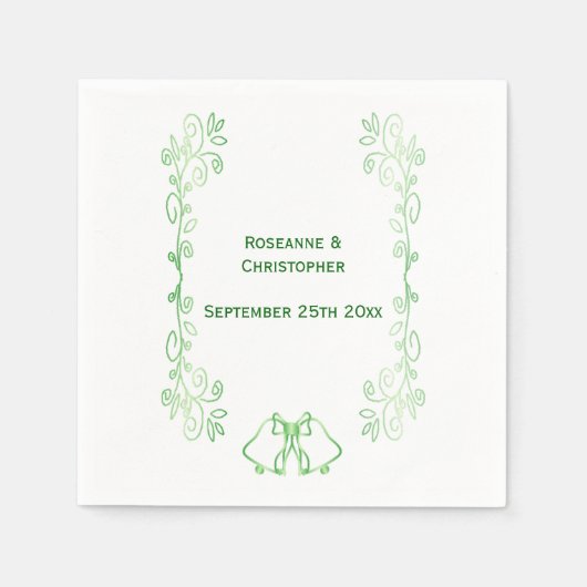 Emerald Green Wedding Reception Napkin Bells Serviette (Vorderseite)