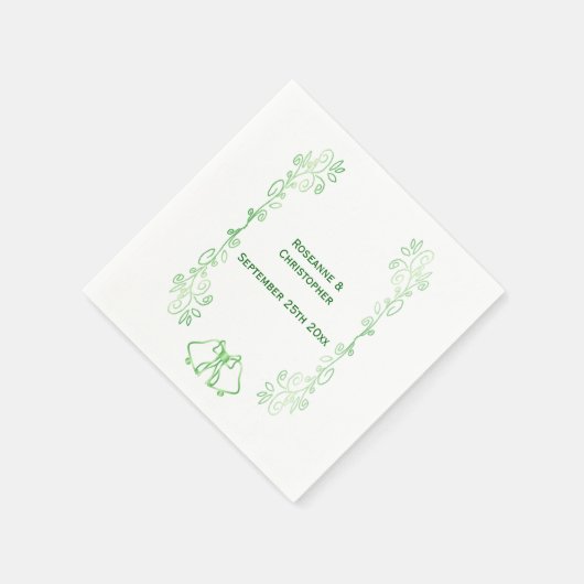 Emerald Green Wedding Reception Napkin Bells Serviette (Ecke)