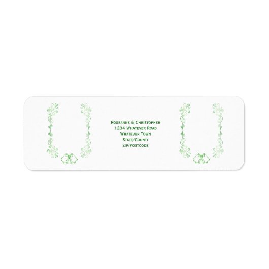 Emerald Green Wedding Return Address Label Bells (Vorne)