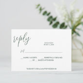 Emerald Green Wedding RSVP Calligraphy Simple (Stehend Vorderseite)