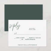 Emerald Green Wedding RSVP Calligraphy Simple (Vorne/Hinten)
