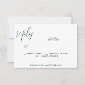 Emerald Green Wedding RSVP Calligraphy Simple Karte (Vorderseite)