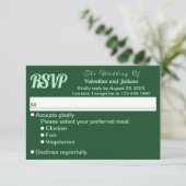 Emerald Green Wedding RSVP Card (Stehend Vorderseite)
