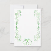 Emerald Green Wedding RSVP Card Bells Scrollwork (Rückseite)