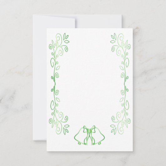 Emerald Green Wedding RSVP Card Bells Scrollwork (Rückseite)