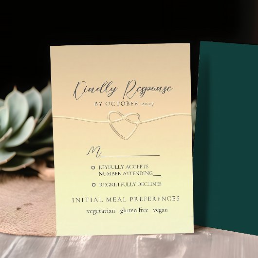 Emerald Green Wedding RSVP Card Karte