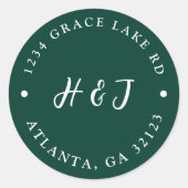 Emerald Green Wedding Rücksendeadresse Runder Aufkleber (Vorderseite)