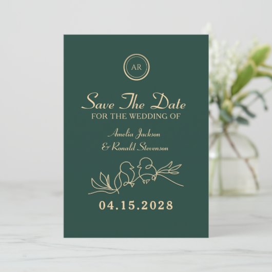 Emerald Green Wedding Save The Date (Stehend Vorderseite)