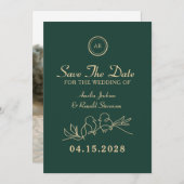 Emerald Green Wedding Save The Date (Vorne/Hinten)