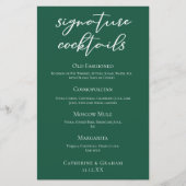 Emerald Green Wedding Signature Cocktails Bar Menu (Vorderseite)