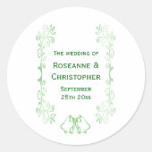 Emerald Green Wedding Sticker Bells Scrollwork (Vorderseite)