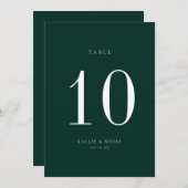 Emerald Green Wedding Tischnummer Card (Vorne/Hinten)