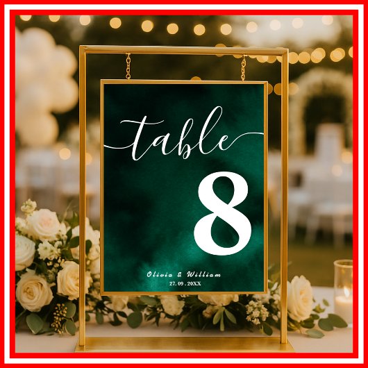 Emerald Green Wedding Tischnummer Poster