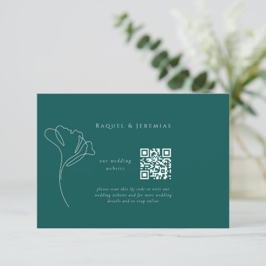 Emerald Green Wedding Website Enclosure Card Begleitkarte (Stehend Vorderseite)