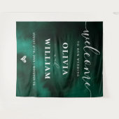 Emerald Green Wedding Welcome Sign Backdrop Wandteppich (Vorderseite (Horizontal))