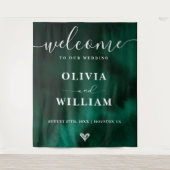 Emerald Green Wedding Welcome Sign Backdrop Wandteppich (Vorderseite)