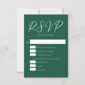 Emerald Green Wedding with Meal Choice RSVP Karte (Vorderseite)