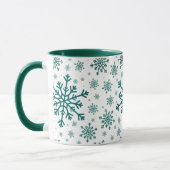 Emerald Green Weihnachtsschneeflocken im Winter Wh Tasse (Links)