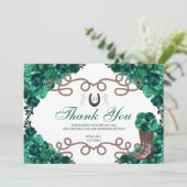 Emerald Green Western Horse Quinceanera Vielen Dan Dankeskarte (Stehend Vorderseite)