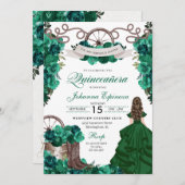 Emerald Green Western Ranchero Quinceanera Einladung (Vorne/Hinten)