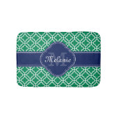 Emerald Green Whart marokkanisches Pattern Navy Mo Badematte (Vorderseite)